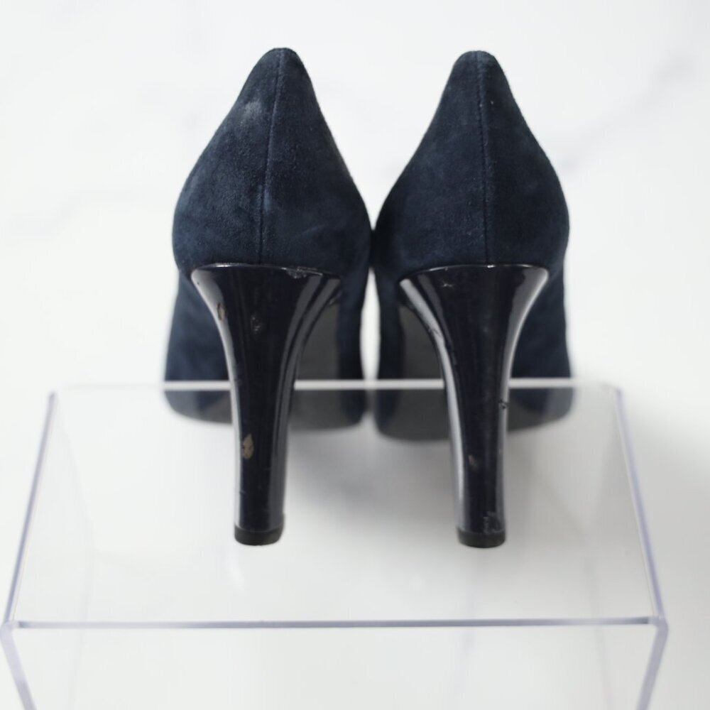 Franco Sarto Dark Navy Suede Heels Sz 8 - Picture 5 of 8